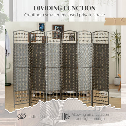 HOMCOM 4 Panel Folding Privacy Screen, Room Divider with Pine Wood Frame for Living Room and Office, Dark Grey