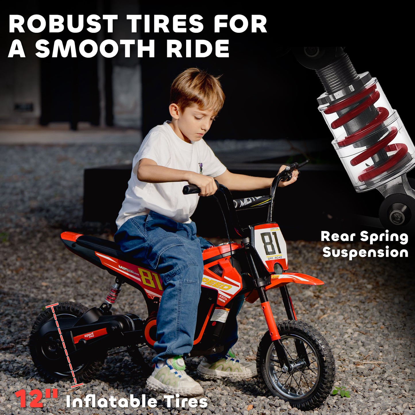 AIYAPLAY Kids Electric Motorbike 3 Gearboxes Speed Ride on Motorcycle with 41min Ranges - Red