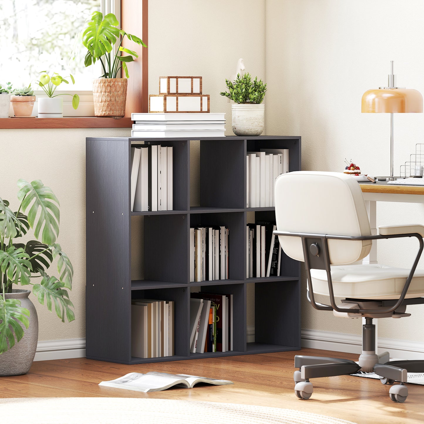 HOMCOM Nine-Cube Storage Shelf - Grey