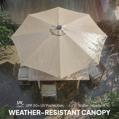 Outsunny 3 m Garden Parasol Umbrella with 112 Solar Powered LED Lights, Patio Umbrella with Crank Handle, Beige--ChewyGames-ChewyGames