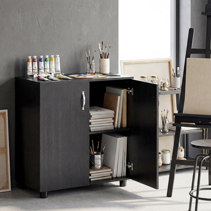 Vinsetto Two-Tier Locking Office Storage Cabinet - Black
