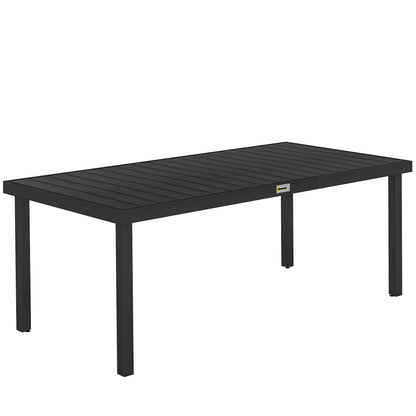 Outsunny Aluminium Outdoor Garden Dining Table for 8 People, Faux Wood Top, for Garden, Patio, 190 x 90 x 74cm, Black