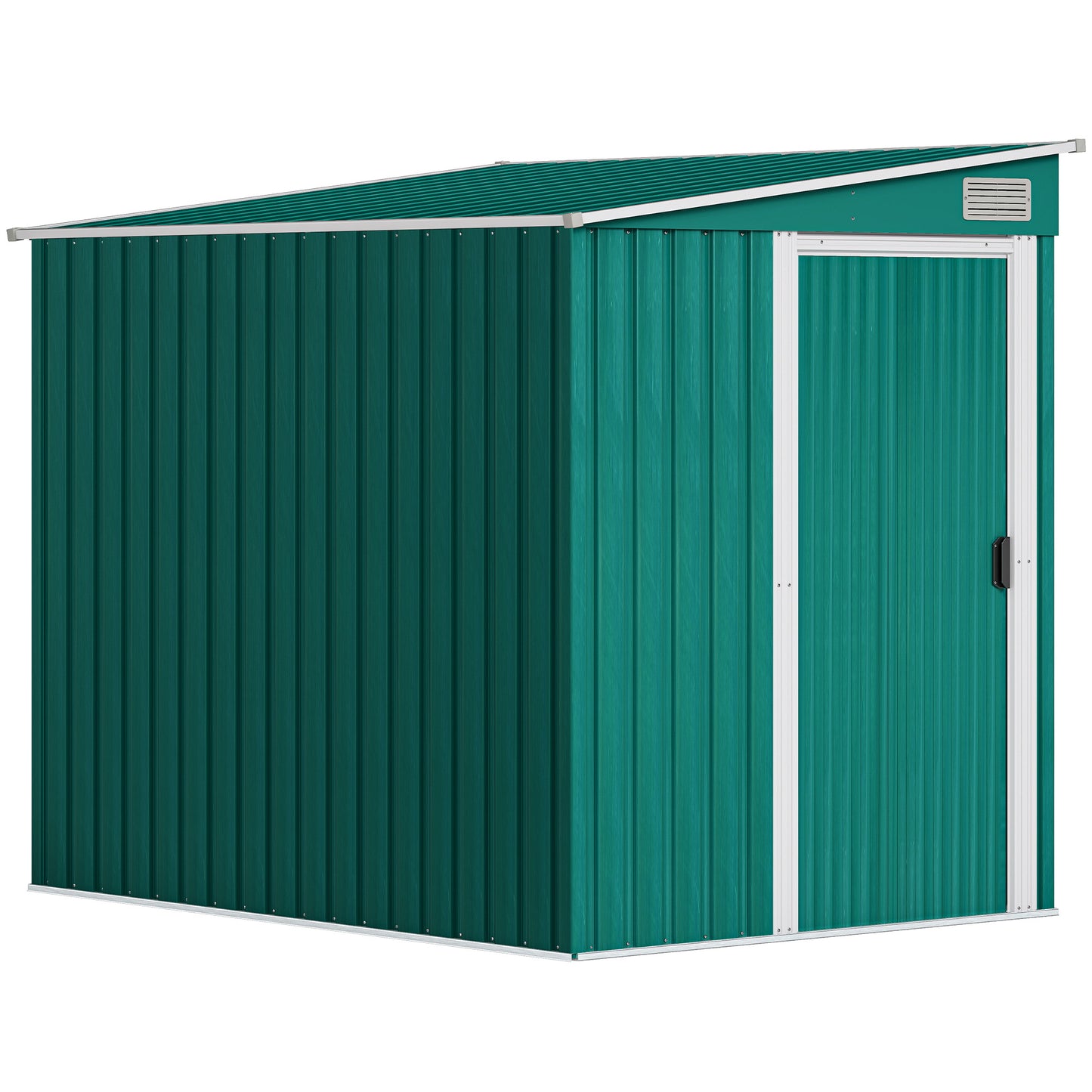 Outsunny 7 x 5ft Galvanised Metal Shed with Sliding Door and Water-Resistant Roof - Green