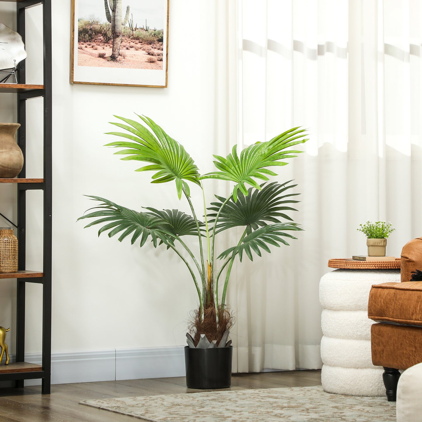 HOMCOM 94cm Artificial Palm Tree, Decorative Artificial Plant with Lifelike PEVA Leaves and Coconut Coir, Fake Tree with Plastic Pot and Flocking for Home Office Decor, Green--ChewyGames-ChewyGames