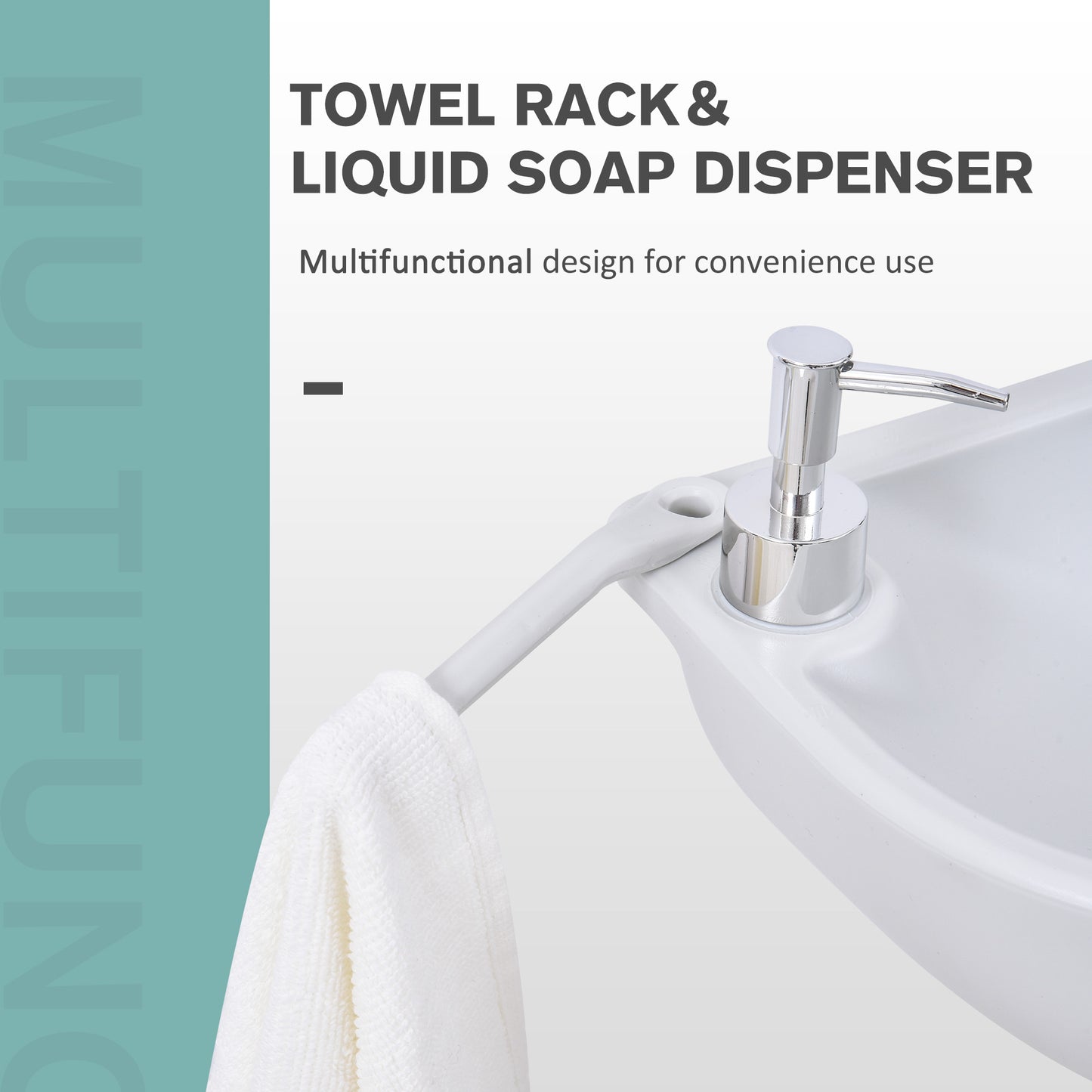 Outsunny Camping Sink, 17L Portable Hand Wash Station with Towel Holder, Soap Dispenser and Rolling Wheels, Outdoor Sink for Events, Gatherings, Worksite