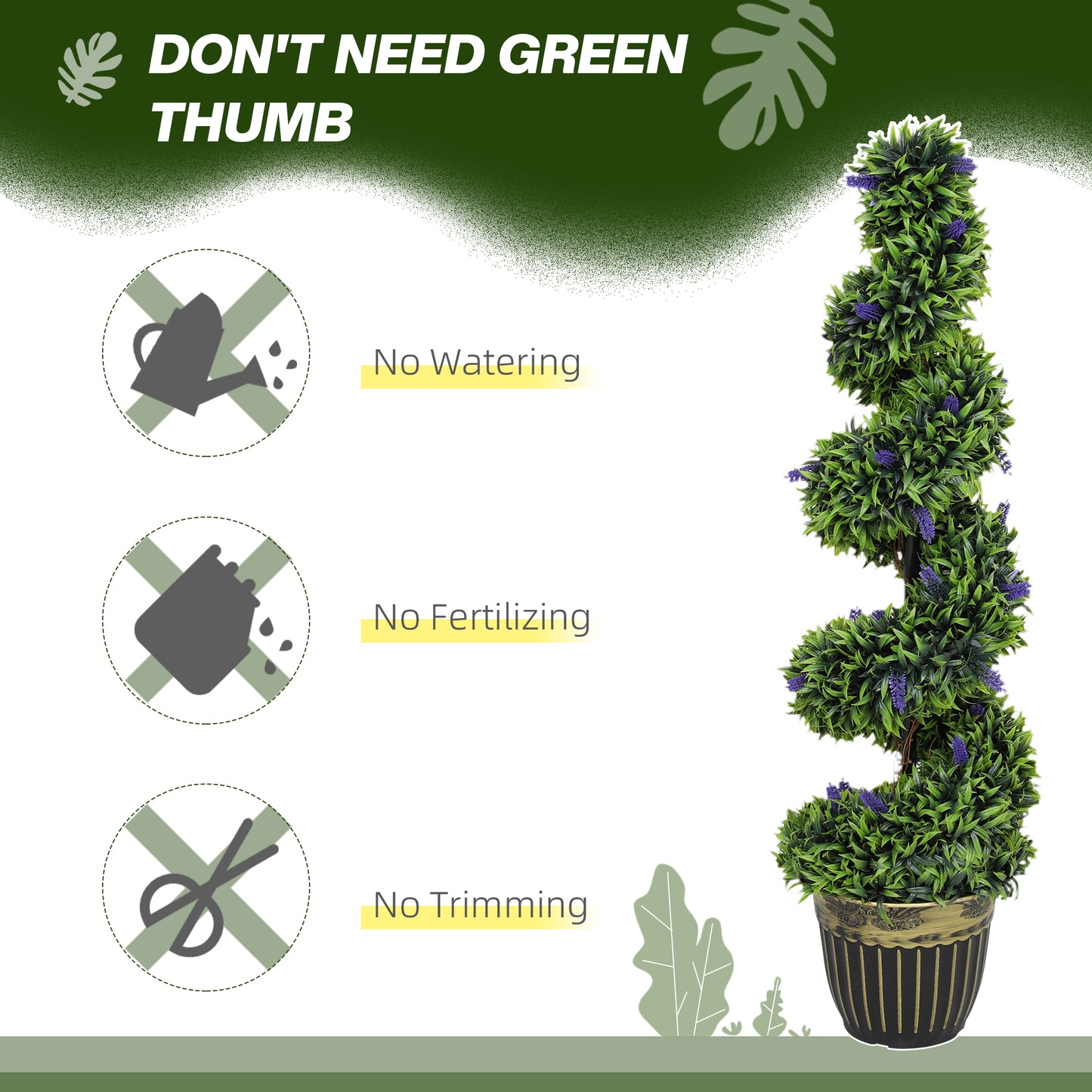 HOMCOM Set of Two 115cm Artificial Lavender Trees