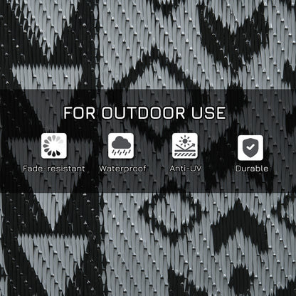 Outsunny 182 x 274cm Reversible Patterned Outdoor Rug, with Bag - Black/Grey--ChewyGames-ChewyGames