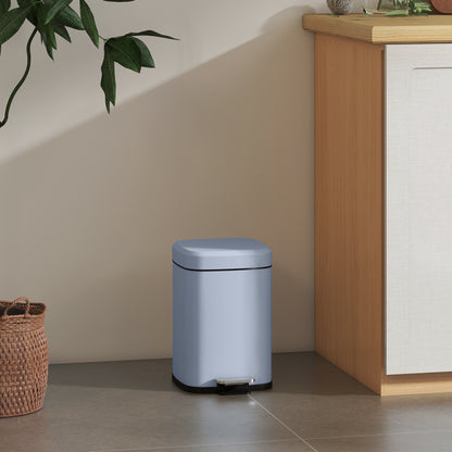 HOMCOM 12L Modern Boxy Metal Home Kitchen Bin - Light Blue