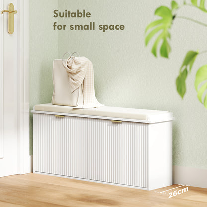HOMCOM Elegant Ten Shoe Bench, with Top Seat - White