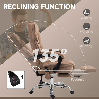 Vinsetto Massage Office Chair, Heated Reclining Computer Chair with Adjustable Height and Footrest, Brown--ChewyGames-ChewyGames