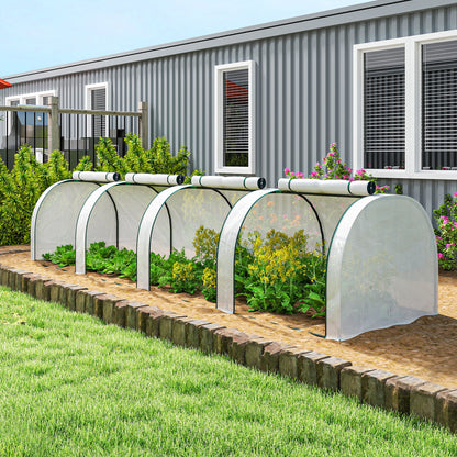 Outsunny 395  x 100 cm Low Tunnel Greenhouse - White