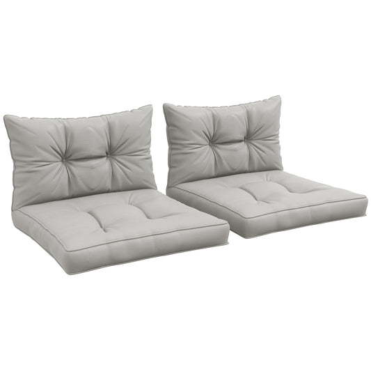 Outsunny 4-Piece Seat Cushions Back Pillows Replacement, Patio Chair Cushions Set for Indoor Outdoor, Light Grey
