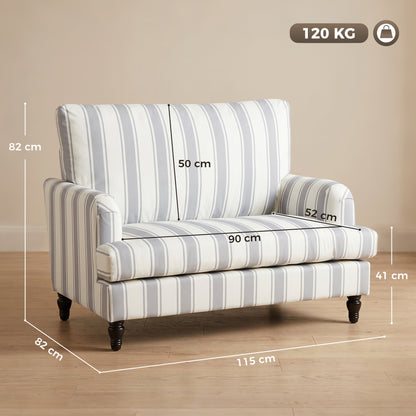 HOMCOM Velvet Single Sofa Armchair, Modern Accent Chair with Stripes, Turned Legs and Wide Seat, Grey