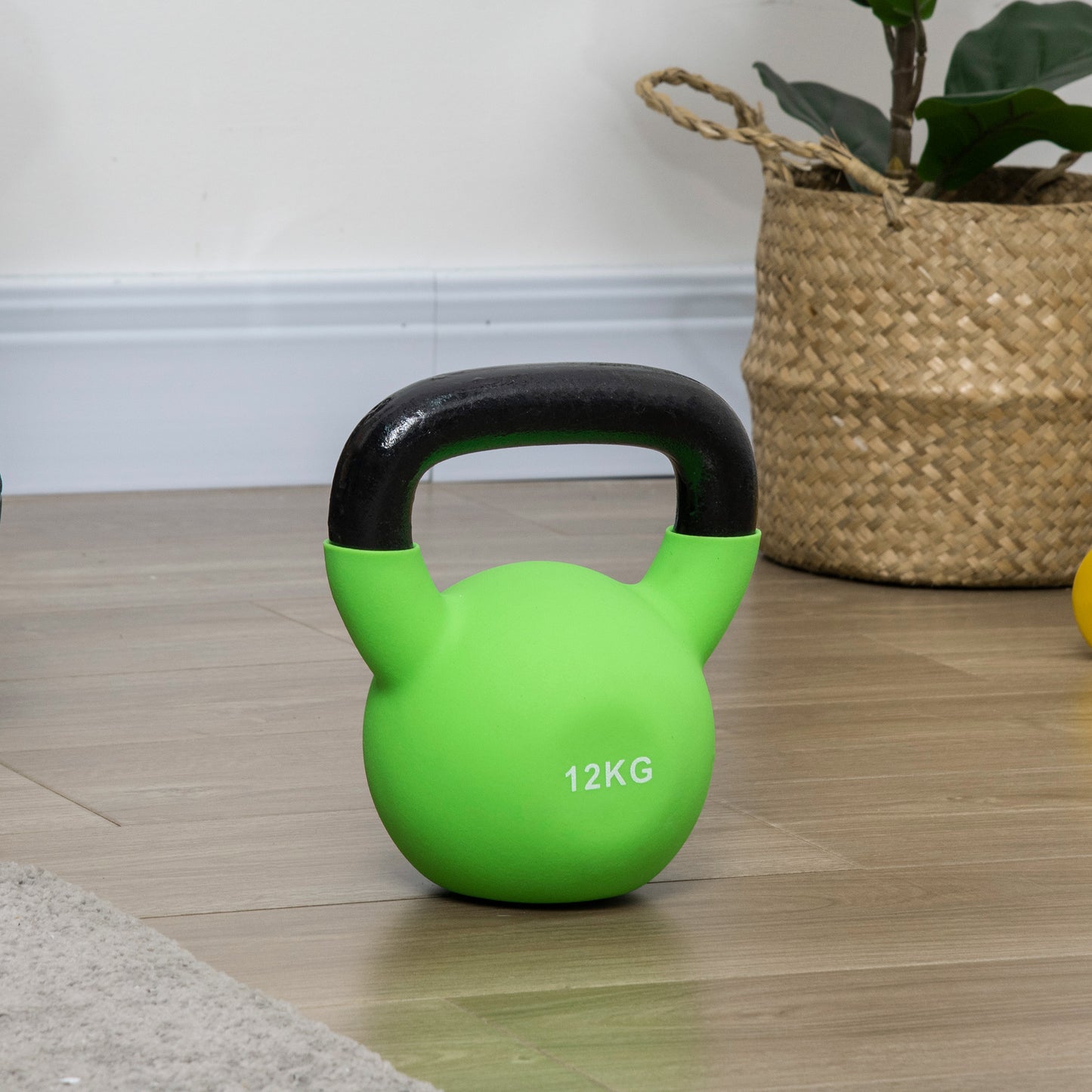 HOMCOM Kettlebell, 12kg Kettle Bell with Non-Slip Handle for Home Gym Weight Lifting and Strength Training, Green