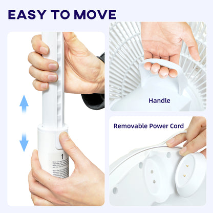 HOMCOM Pedestal Fan with Oscillating, Tilt, Adjustable Height, White