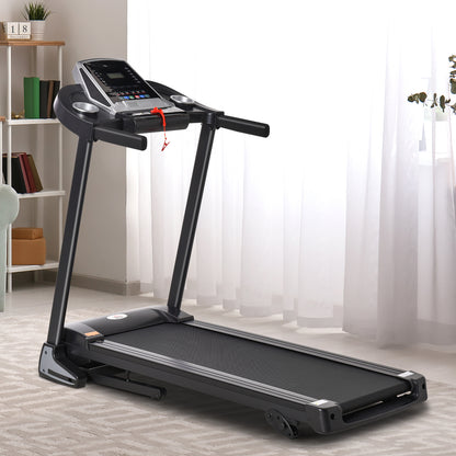 HOMCOM Folding Treadmill, Compact Running Machine with LED Display, Drink & Phone Holder for Home Workout