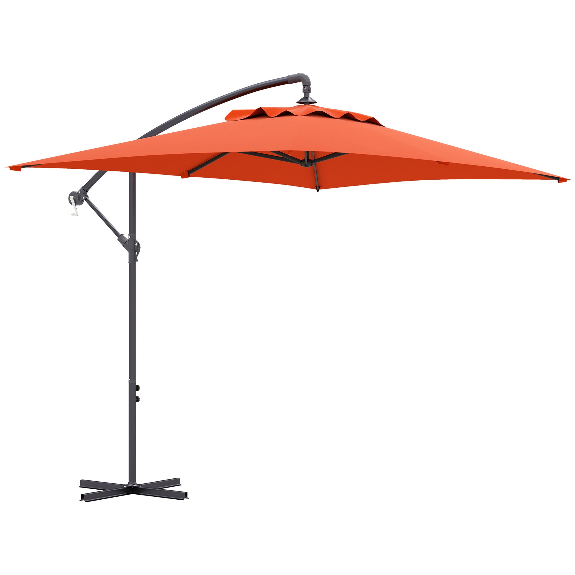 Outsunny 3(m) Cantilever Overhanging Parasol, with Cross Base - Orange--ChewyGames-ChewyGames