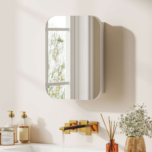 HOMCOM Bathroom Medicine Cabinet with Mirror, Bathroom Wall Cabinet with Adjustable Shelves, Soft Close Hinges, White