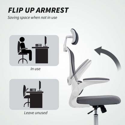 HOMCOM Mesh Back Office Chair, with Lumbar Support - Charcoal Grey