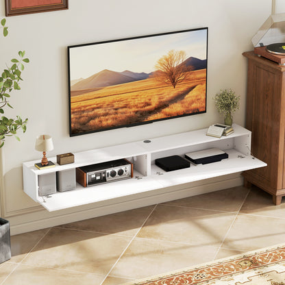 HOMCOM 80cm Floating TV Stand, Wall Mount TV Unit with Cable Management Hole, Fits up to 72" TV, White