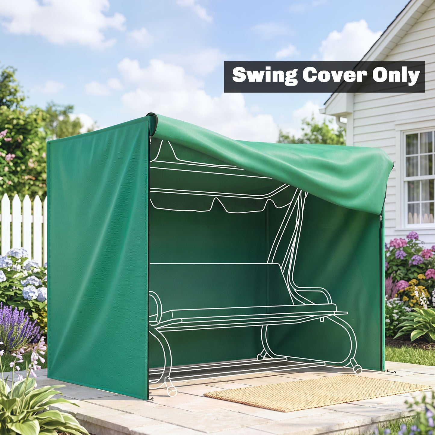 Outsunny 220 x 125cm Three-Seater Swing Chair Protective Cover - Green