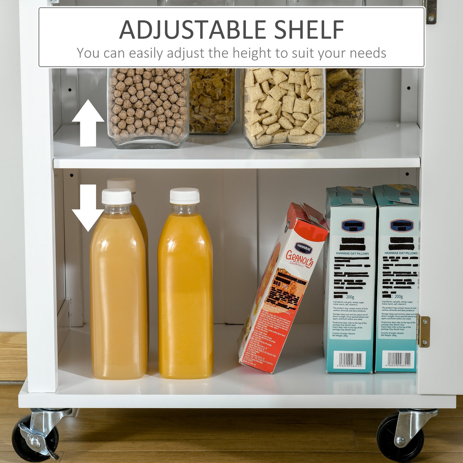 HOMCOM Kitchen Cart Storage Trolley Wooden Cabinet with Drawer Cupboard Towel Rail White--ChewyGames-ChewyGames