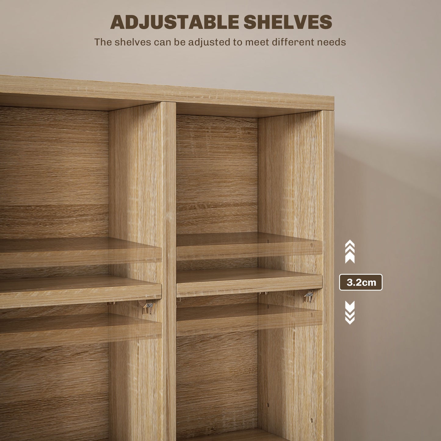 HOMCOM CD Storage Unit with Adjustable Shelves, Suitable for up to 456 CDs, 89 x 130.5 cm, Nature Wood Finish