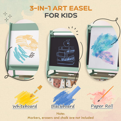 AIYAPLAY Three-In-One Kids Easel with Paper Roll, Art Easel, with Storage - Green--ChewyGames-ChewyGames