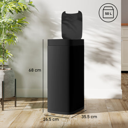 HOMCOM 50L Sensor Bin, Automatic Kitchen Bin, Manual Override, Battery Operated, Inner-Bucket-Free, for Kitchen, Bedroom, Black