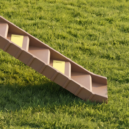 PawHut Dog Car Ramp with Anti-Slip Steps, 10-Steps Pet Stairs for Pets to Access Cars and High Beds, Brown