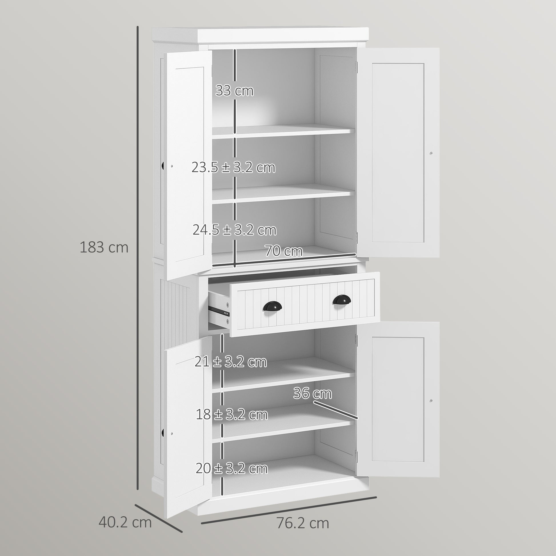 HOMCOM Kitchen Storage Cabinet with Drawer and Adjustable Shelves - White-Tall Kitchen Cabinets-ChewyGames-ChewyGames