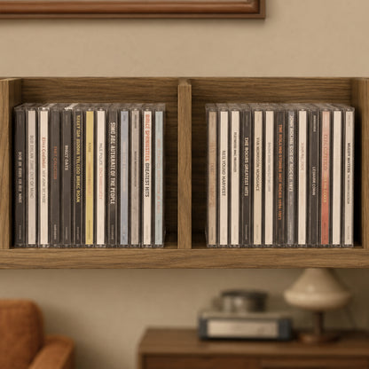 HOMCOM Wall Mount 84 CD / 56 DVD/Blu-ray/ Media Storage Rack 4 Cubes Wooden Shelf Organizer Unit Bookcase Display, Walnut
