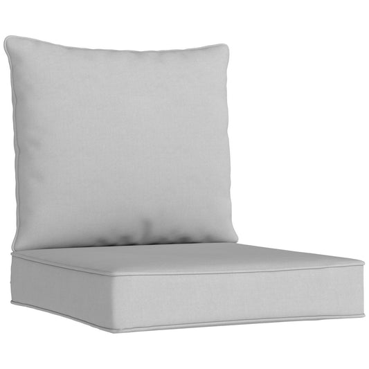 Outsunny Outdoor Seat and Back Cushion Set, 63L x 55W x 15Dcm Patio Deep Seating Chair Fade Resistant Replacement Cushion, Light Grey