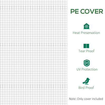 Outsunny Greenhouse Replacement Cover ONLY Winter Garden Plant PE Cover with Roll-up Windows Door, 6 x 3 x 2m White