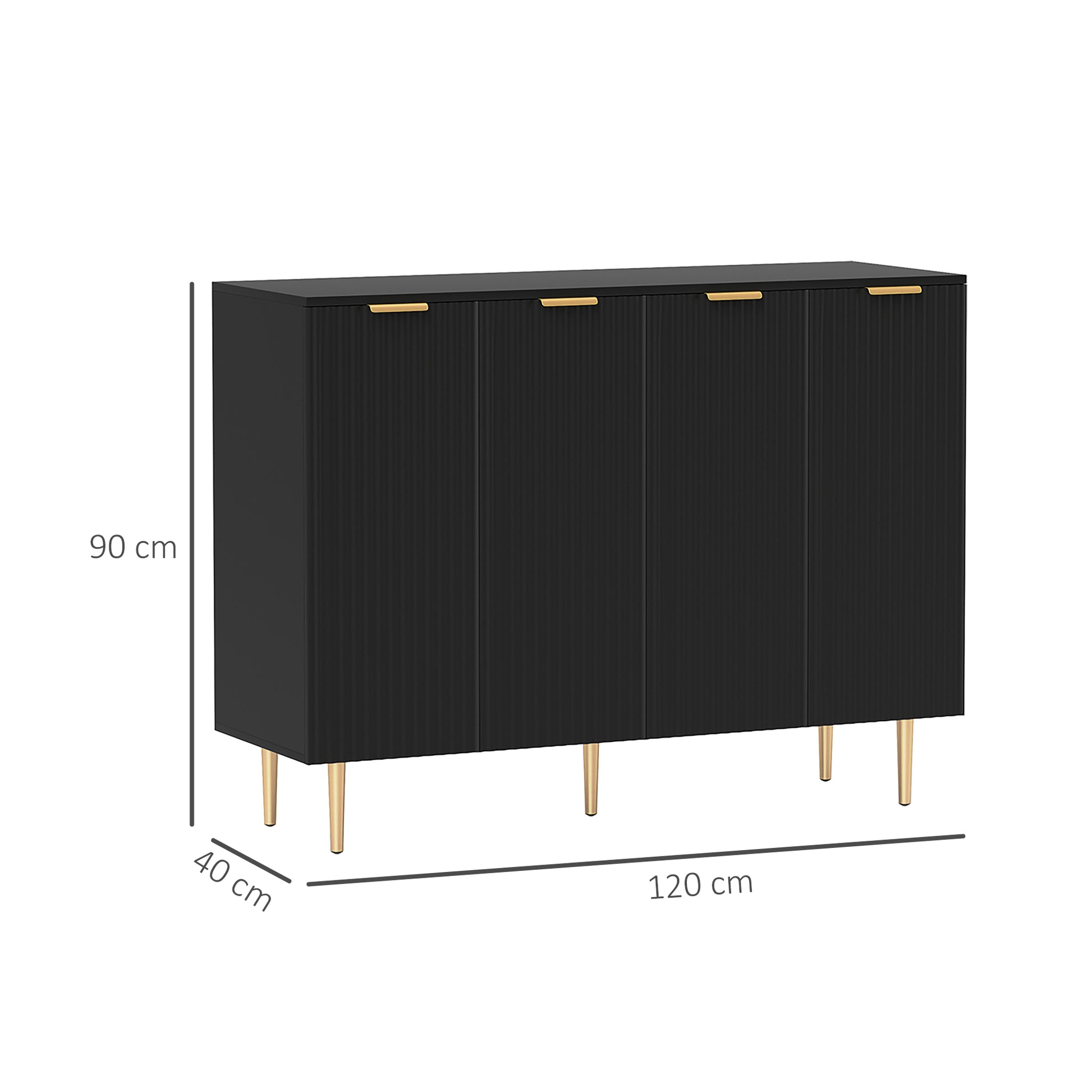 HOMCOM Sideboard Buffet Cabinet, Modern Kitchen Storage Cabinet with 4 Doors and Adjustable Shelves Black--ChewyGames-ChewyGames