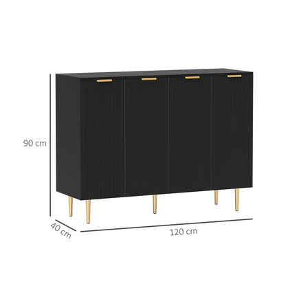 HOMCOM Sideboard Buffet Cabinet, Modern Kitchen Storage Cabinet with 4 Doors and Adjustable Shelves Black--ChewyGames-ChewyGames