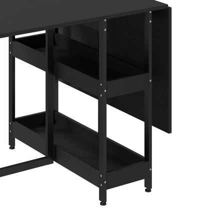 HOMCOM Four-Person Drop Leaf Table - Black Wood-Effect