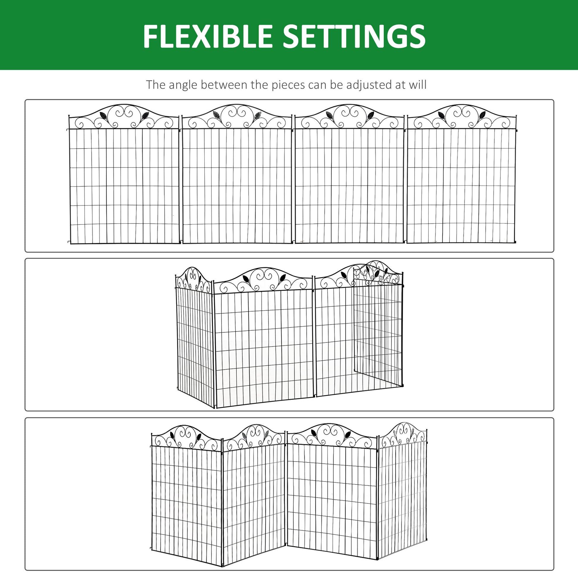 Outsunny Garden Decorative Fence 4 Panels 44in x 12ft Metal Wire Landscape Border Edging--ChewyGames-ChewyGames