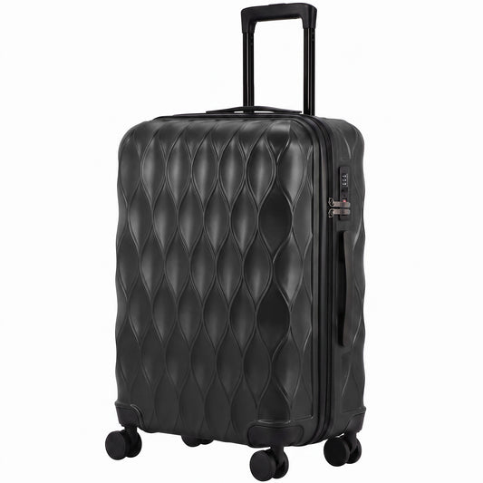 HOMCOM 65cm 64L Suitcase, Lightweight ABS Hard Shell Carry On Luggage with TSA Lock, Spinner Wheels, Telescopic Handle, Black