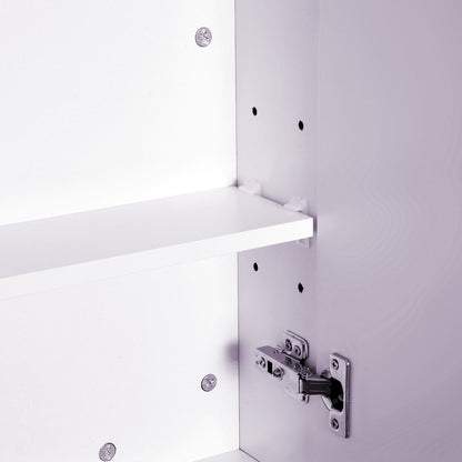 HOMCOM Bathroom Mirror Cabinet, 3-Tier Wall Mount Bathroom Storage Cabinet with Soft-Close Hinges and Adjustable Shelf, Double Door Cupboard, 70 x 15 x 60 cm, White