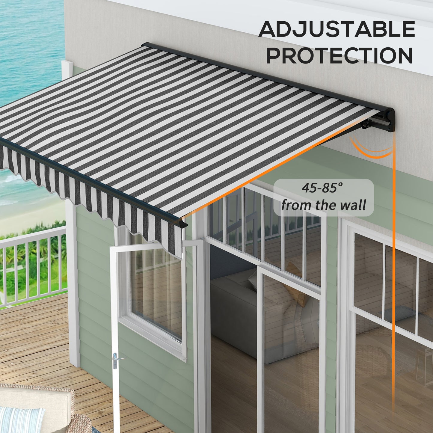 Outsunny 3 x 2m Aluminium Frame Electric Awning, with Remote - Grey/White--ChewyGames-ChewyGames