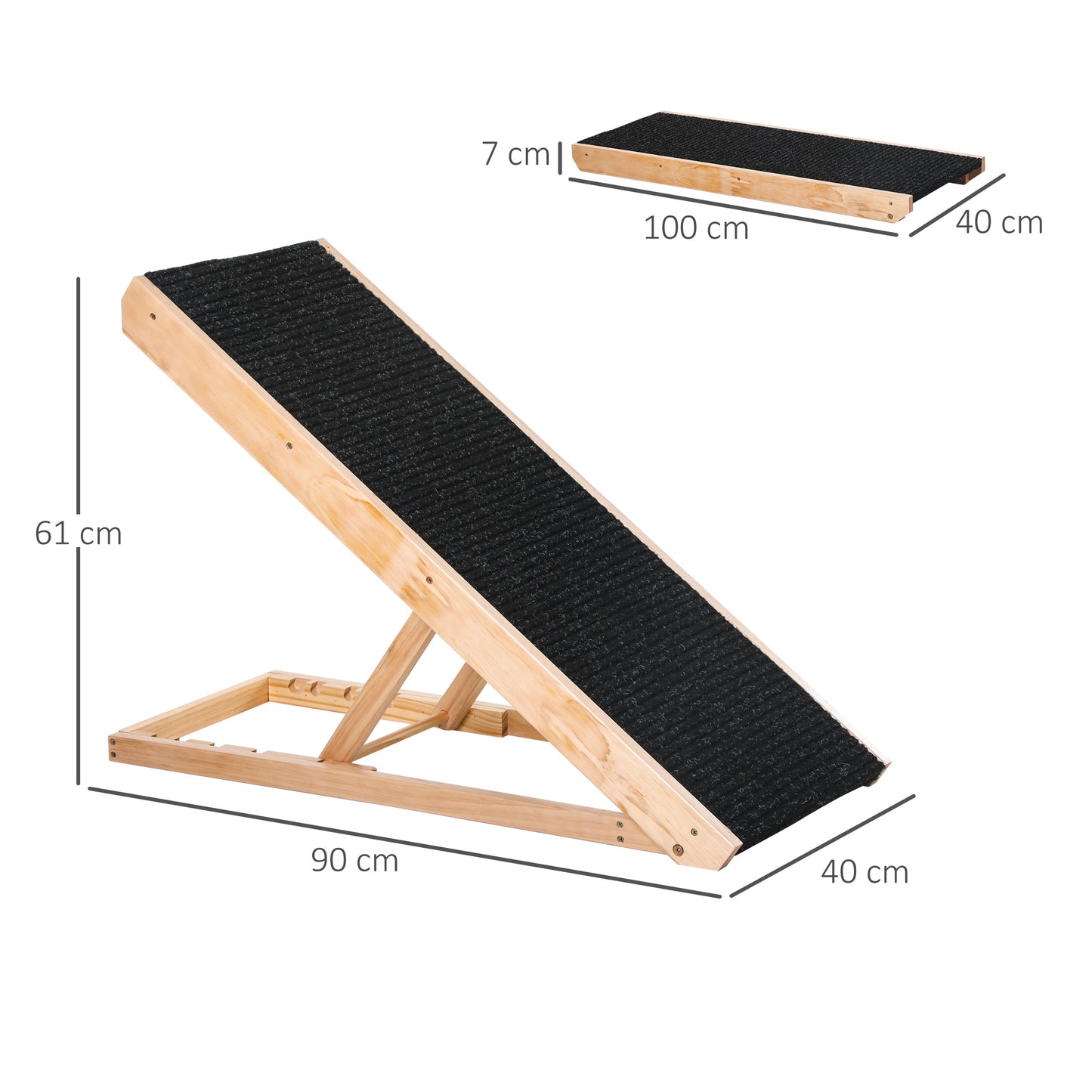 PawHut Dog Ramp, Foldable Pet Ramp with 4 Adjustable Heights, Non-Slip Finish for Medium and Large Dogs, Black