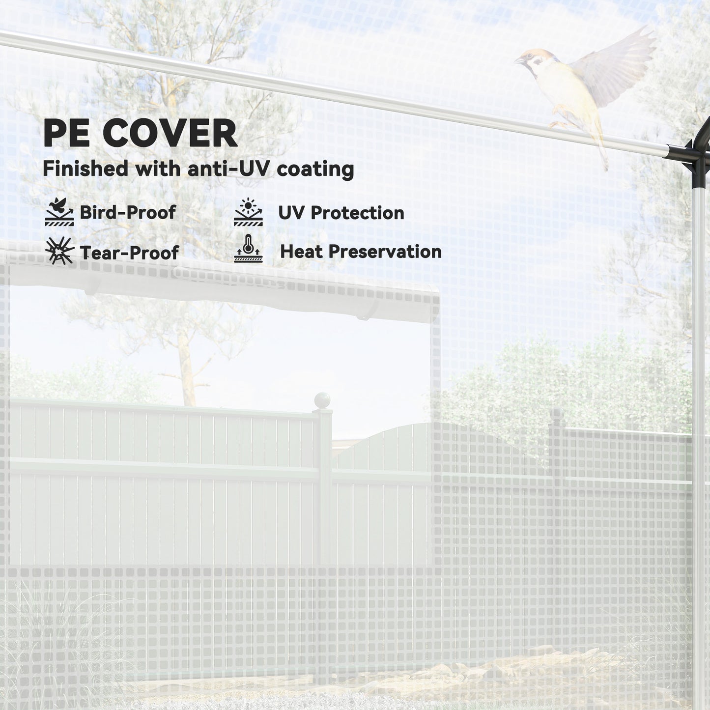 Outsunny Polyethylene Walk-in Polytunnel Greenhouse with Roll-up door and UV-resistant plastic cover, 2 x 3(m), White