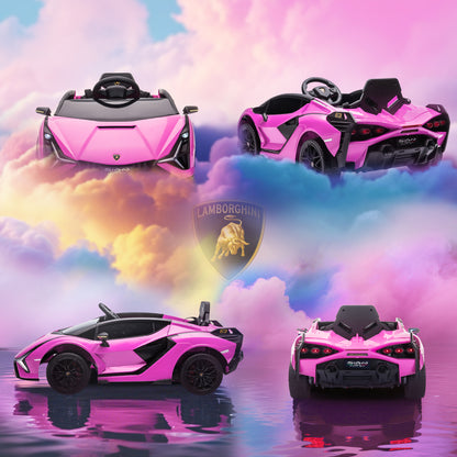 HOMCOM Lamborghini Sian Licensed 12V Electric Car for Kids 2 Motors Toy Car with Remote Control Music Lights MP3 for 3-5 Years Pink