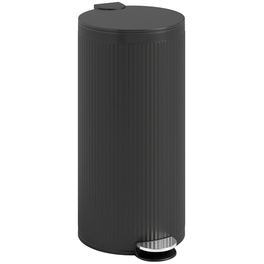 HOMCOM Kitchen Bin, 30 Litre Pedal Rubbish Bin with Removable Bucket, Black--ChewyGames-ChewyGames