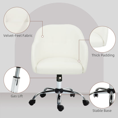 HOMCOM 46-56 cm Velvet-feel Office Chair - Cream