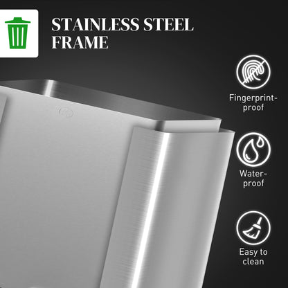 HOMCOM 30L Dual Compartment Stainless Steel Bin, with Deodoriser Holders - Silver Tone--ChewyGames-ChewyGames