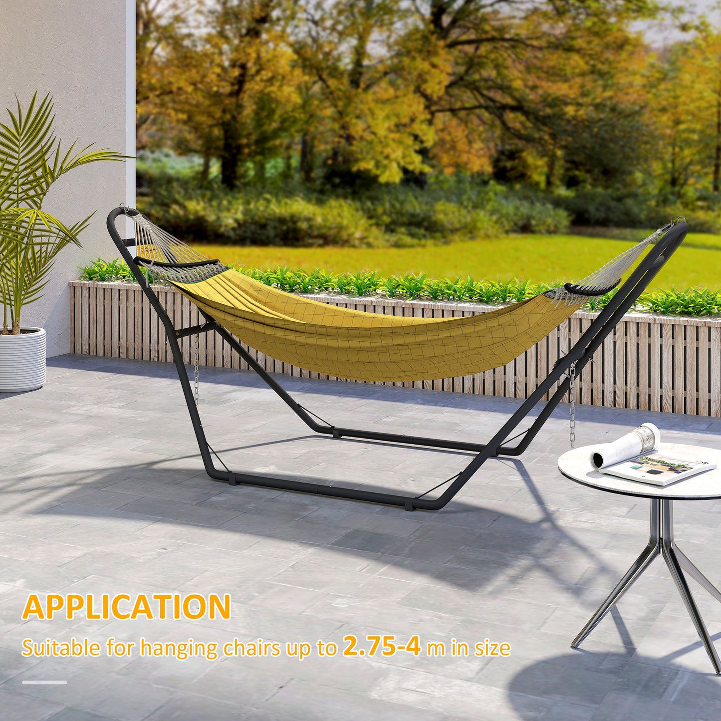 Outsunny 9ft Hammock Stand Adjustable Hammock Frame with Non-Slip Feet for Indoor Outdoor, 150 kg Capacity, Black