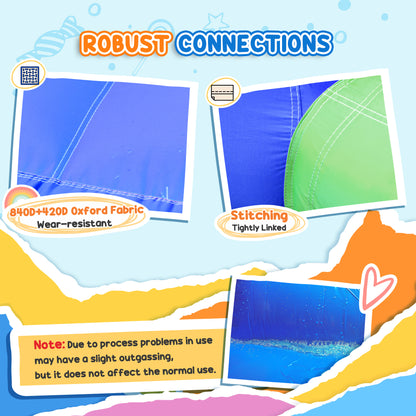 HOMCOM Nylon Inflatable Bouncy Castle, Fire and Water Resistant, Puncture-proof, Multi-Colour