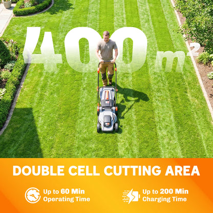 Outsunny 18V Cordless Lawnmower with 2 x 4Ah Batteries, Battery Lawn Mower with 34cm Cutting Width, Mulching Feature